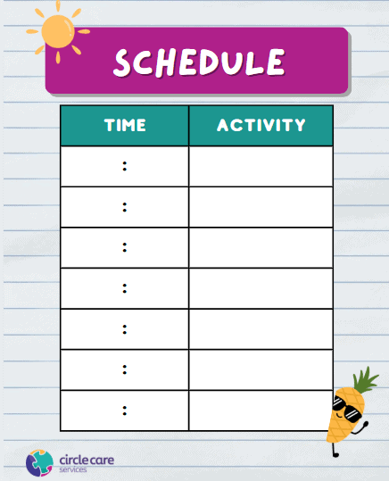 Visual summer schedule 