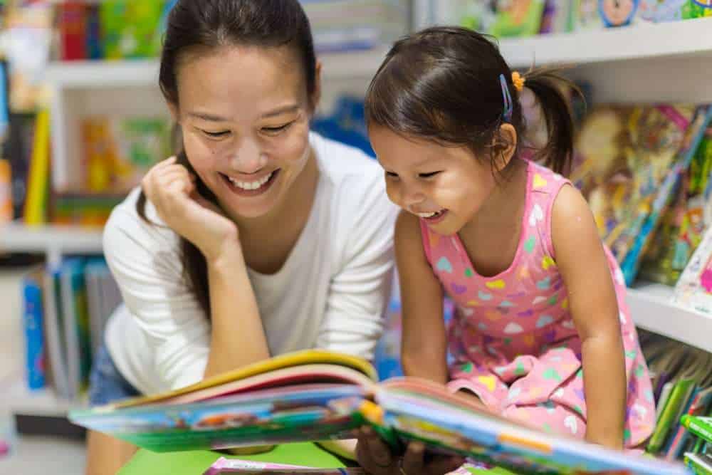  Mother Reading To Her Daughter In The Library